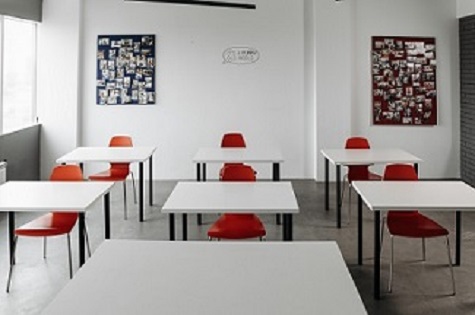 Classroom with table and chair - Virtual classroom 
